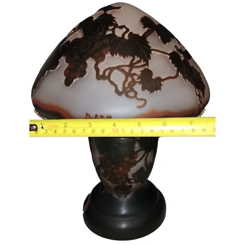 VTG Dale Tiffany Mushroom Lamp Stained Glass Grapevine Art Nouveau Accent Light
